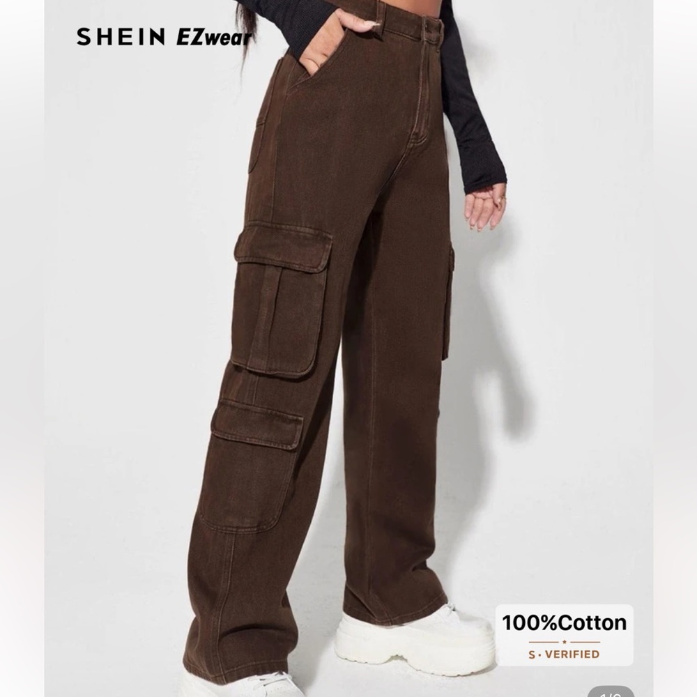 SHEIN Brown Straight Leg Jeans